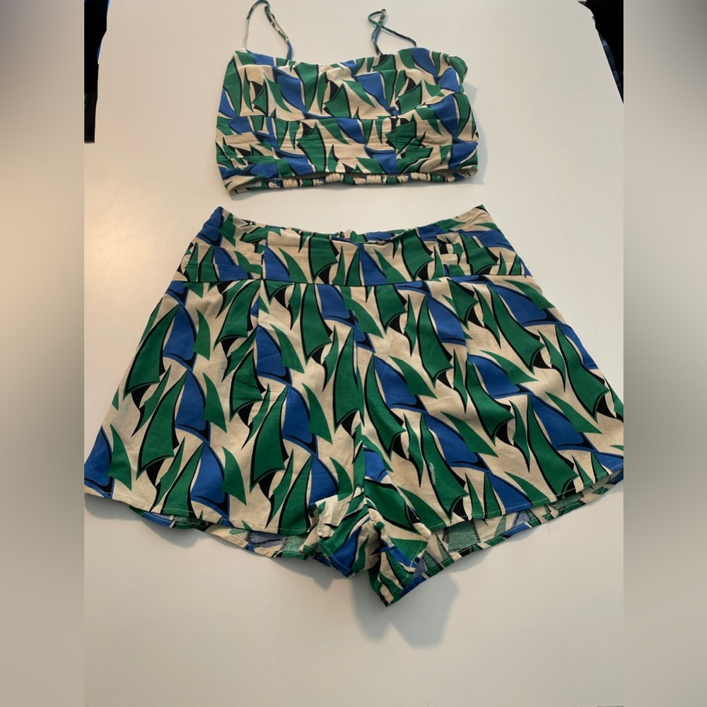 Zara , medium, green/blue/tan/ black